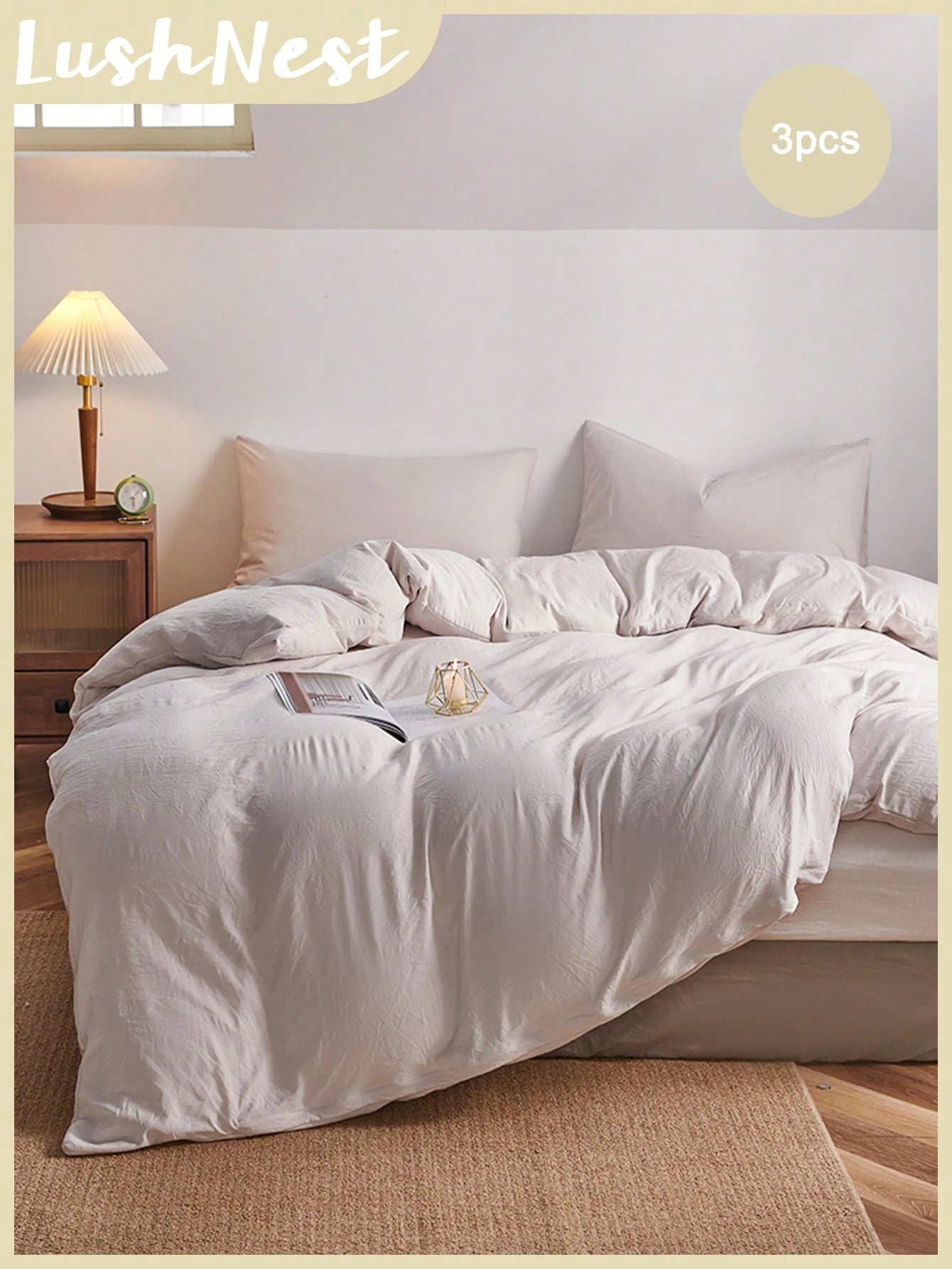 Plain Beige Duvet Cover Set Boho Farmhouse Bedding Set 3 Pieces Decor Beige Comforter Cover Soft Microfiber Duvet Cover for Boys Girls 1 Duvet Cover 2 Pillowcases No Comforter School Bedding