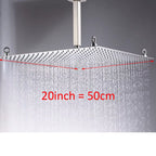 Matte Black 20Inch Rainfall Shower Head Ultrathin Rain Shower Bathroom Shower Faucet Accessory Stainless Steel Rain Shower Tap