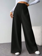Firerie Women Minimalist Casual Fashion Back-To-School High Waist Textured Wide Leg Pants