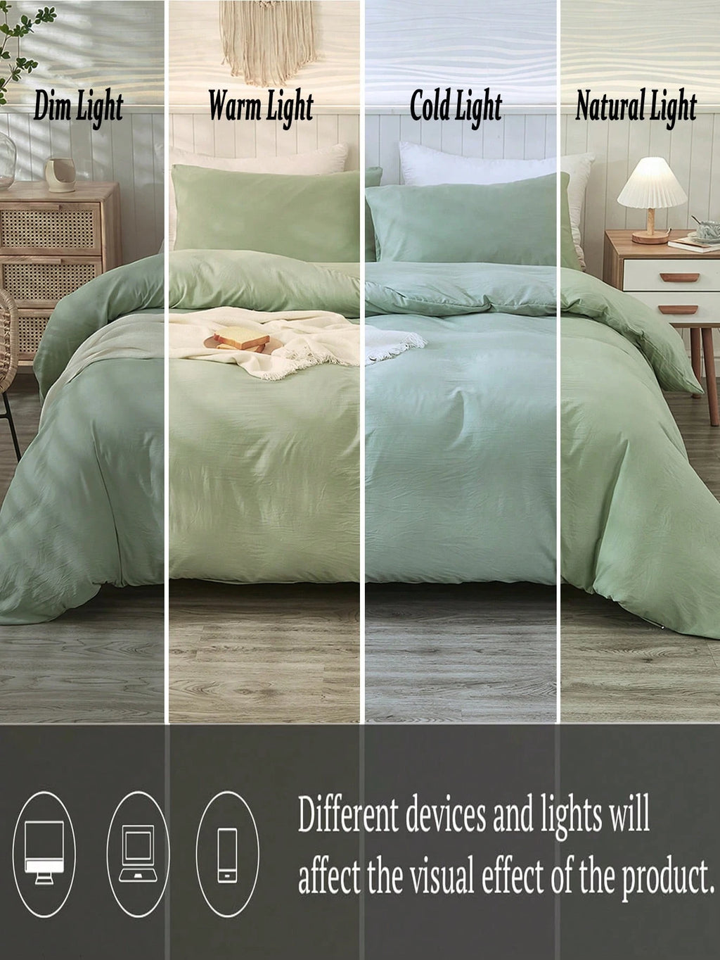 3Pcs Plain Green Duvet Cover Set, Boho Farmhouse Bedding Decor, Soft Microfiber Comforter Cover for Boys & Girls (1 Duvet Cover + 2 Pillowcases No Insert), School Dorm Essentials, Cozy Aesthetic,