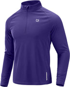Men'S Running Shirts Long Sleeve Athletic Shirt Lightweight Quick Dry Quarter Zip Pullover for Men Workout Gym Golf