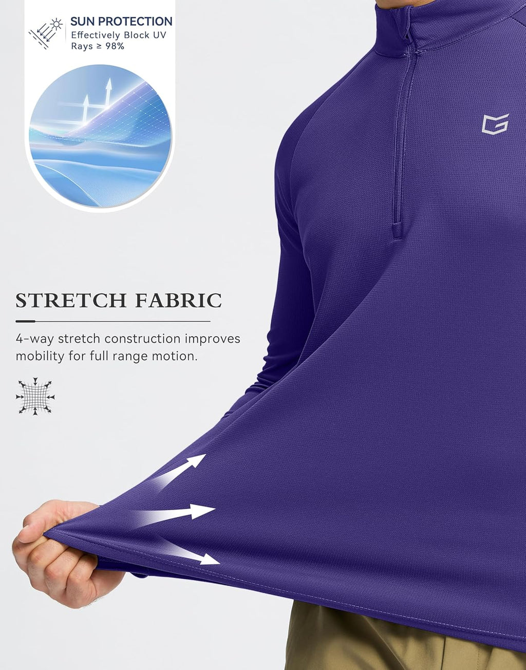 Men'S Running Shirts Long Sleeve Athletic Shirt Lightweight Quick Dry Quarter Zip Pullover for Men Workout Gym Golf