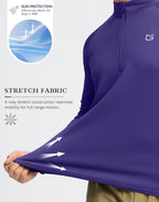 Men'S Running Shirts Long Sleeve Athletic Shirt Lightweight Quick Dry Quarter Zip Pullover for Men Workout Gym Golf