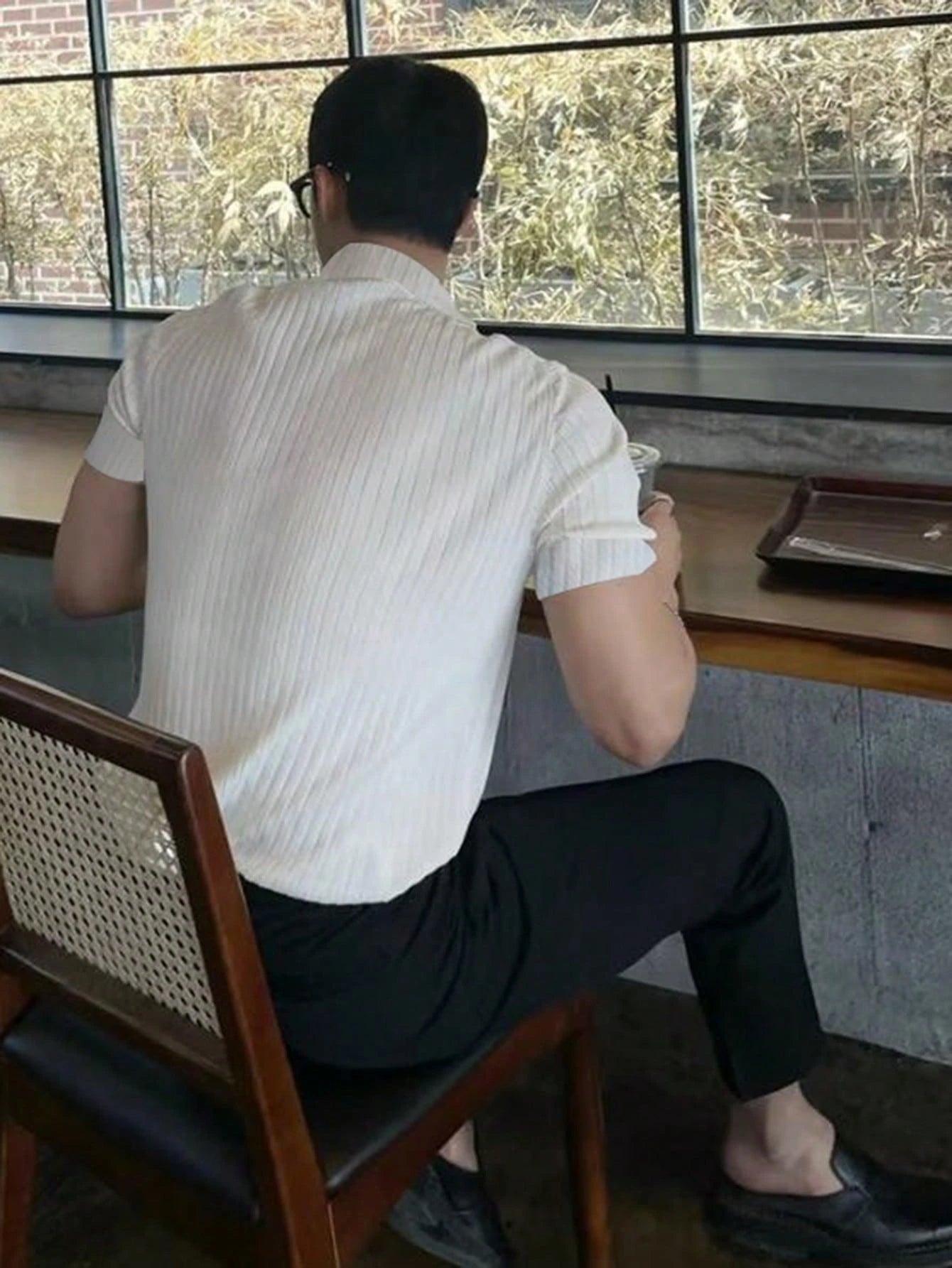 Manfinity Homme Men Ribbed Knit Button Office Plain Casual Polo Shirt, for Husband, Old Money Style