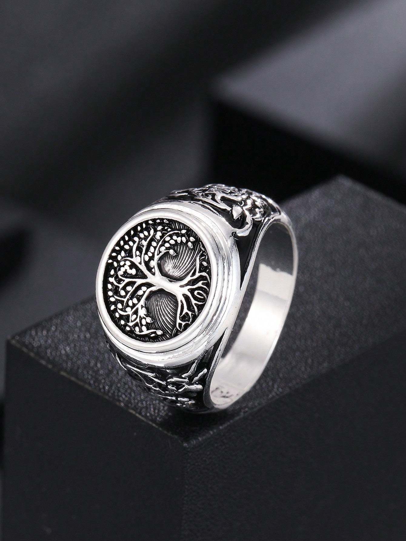 1Pc Punk Rock Tree of Life Design Ring, Fashion Jewelry Gift for Men