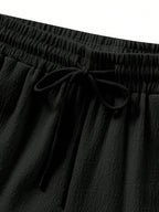 Men 2Pcs Set Fashionable European Style Jacquard Brand Casual Loose Shirt & Pants Suit, Beach Resort Outfit for Couples, Suitable as Gift for Husband/Boyfriend, Cozy Outfits