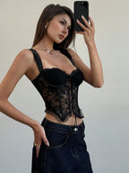 Aloruh Women'S Black Lace Sexy Camisole, Romantic for Valentine'S Day Party, Hippie Music Festival, Sexy Street Style, Summer