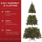 Artificial Christmas Tree, 7.5Ft Premium Unlit Realistic Spruce Holiday Décor W/Dense Branches, Easy Assembly, Metal Base