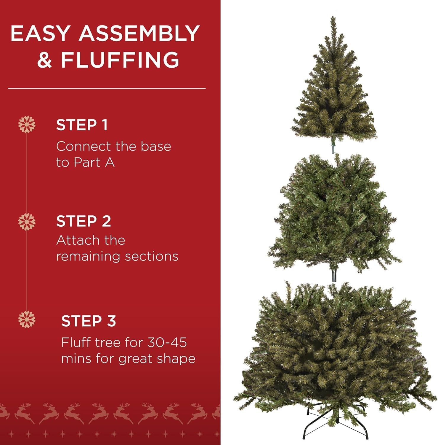 Artificial Christmas Tree, 7.5Ft Premium Unlit Realistic Spruce Holiday Décor W/Dense Branches, Easy Assembly, Metal Base