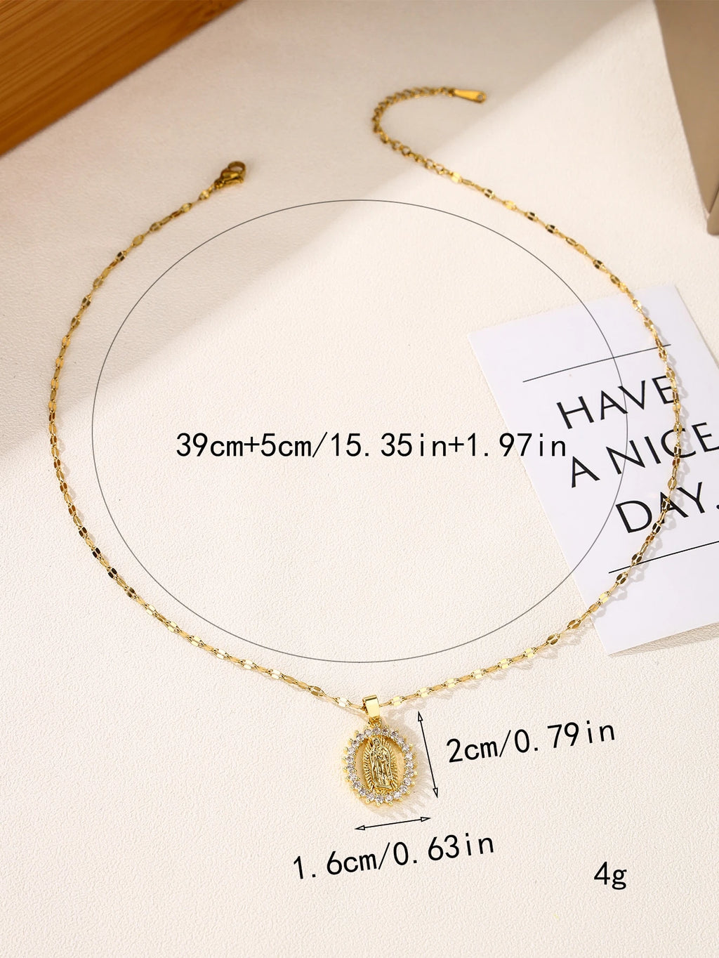 1Pc Elliptical Micro-Inlaid Cubic Zirconia Virgin Mary Pendant Necklace, Stainless Steel, Simple Religious Accessory Suitable for Women, Wedding, Party, Daily Wear. Jewelry Gift for Mom