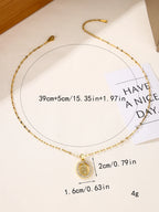 1Pc Elliptical Micro-Inlaid Cubic Zirconia Virgin Mary Pendant Necklace, Stainless Steel, Simple Religious Accessory Suitable for Women, Wedding, Party, Daily Wear. Jewelry Gift for Mom