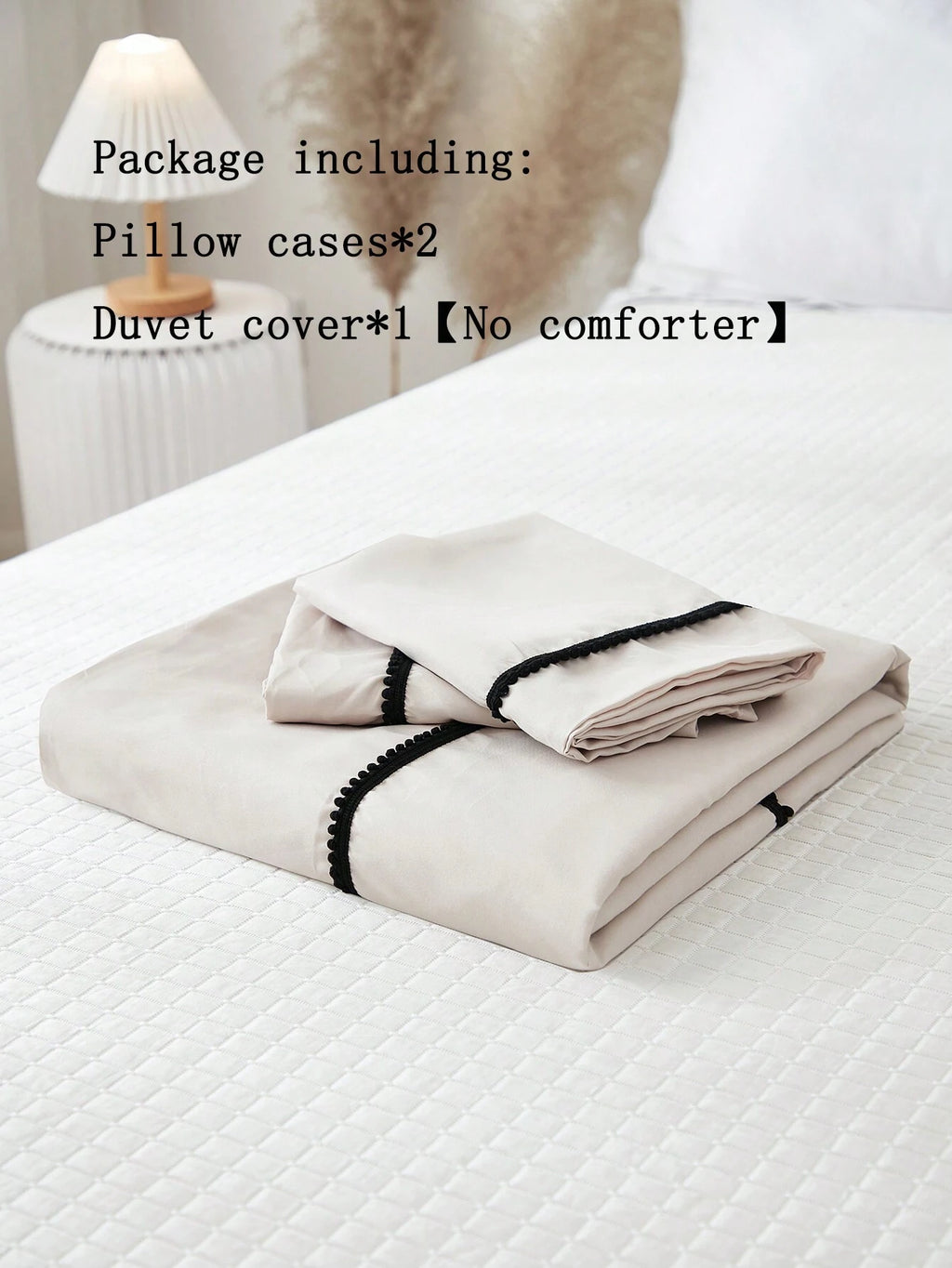 Beige Duvet Cover Set Boho Farmhouse Bedding Set 3 Pieces Mini Black Pom Pom Decor Beige Comforter Cover Soft Microfiber Pom Pom Comforter Cover for Boys Girls 1 Duvet Cover 2 Pillowcases No Comforter