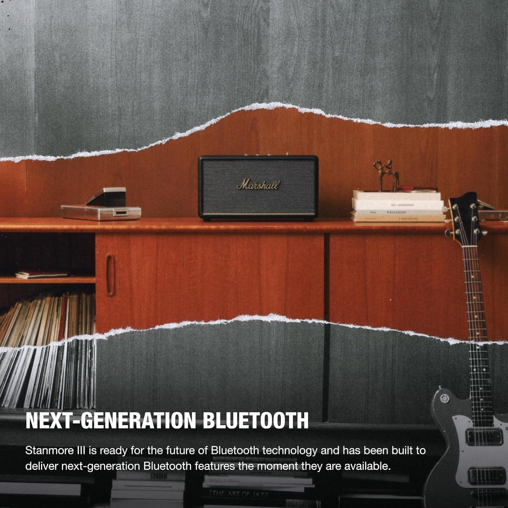 Stanmore III Bluetooth Home Speaker - Loud Stereo Sound with Bass and Treble Controls | Plug-In Powered | Record Player Compatible | RCA and 3.5 Mm Aux Inputs - Black