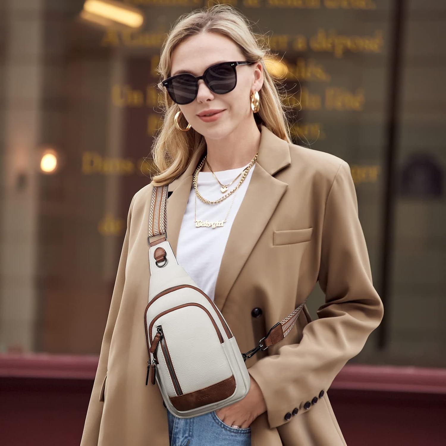 Crossbody Bags for Women Men,Leather Sling Bag Cross Body Backpack for Woman Gifts for Women Birthday Unique