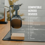 Universal Headphone Stand for Desk, Solid Wood Gaming Headset Stand, Heavy Duty Wooden Headphones Holder, Compatible with Airpods Max and More