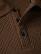 Manfinity Mode Men'S Solid Color Front Button Long Sleeve Casual POLO Shirt, for Fall