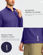 Men'S Running Shirts Long Sleeve Athletic Shirt Lightweight Quick Dry Quarter Zip Pullover for Men Workout Gym Golf