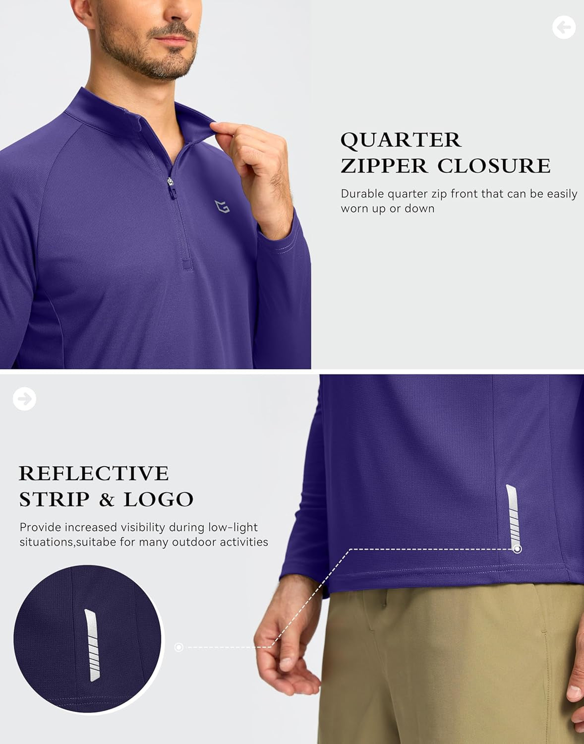 Men'S Running Shirts Long Sleeve Athletic Shirt Lightweight Quick Dry Quarter Zip Pullover for Men Workout Gym Golf