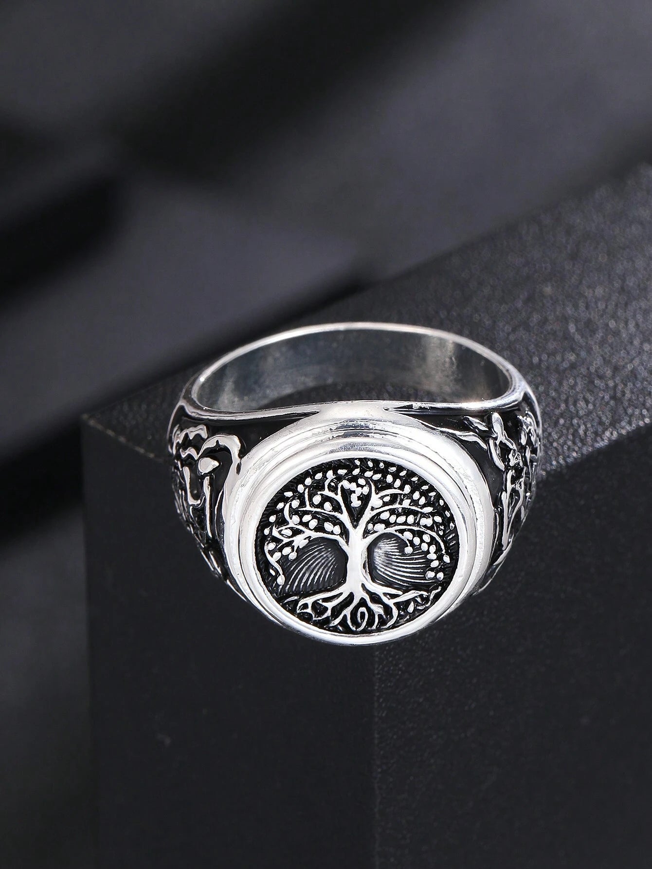 1Pc Punk Rock Tree of Life Design Ring, Fashion Jewelry Gift for Men