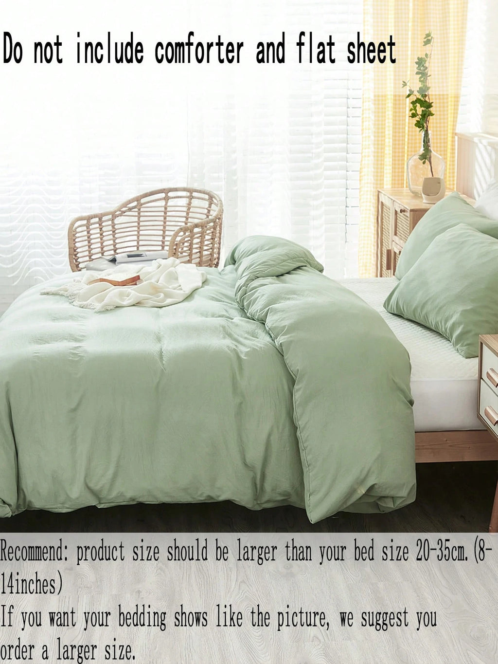 3Pcs Plain Green Duvet Cover Set, Boho Farmhouse Bedding Decor, Soft Microfiber Comforter Cover for Boys & Girls (1 Duvet Cover + 2 Pillowcases No Insert), School Dorm Essentials, Cozy Aesthetic,