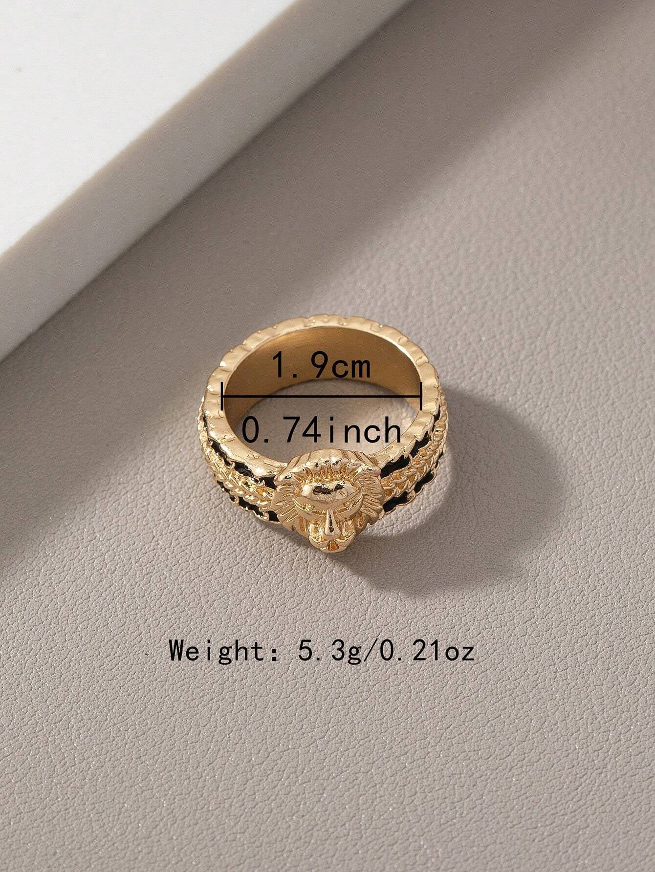 A Lion Head Pattern Retro Light Luxury High-End Men'S Ring