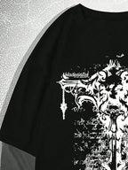 Manfinity Dauomo Men Colorblock round Neck Long Sleeve Graphic Print Casual T-Shirt, Fall