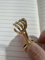 1Pc Personality Skeleton Hand Holding a Cigarette Ring Zinc Alloy Antique Silver