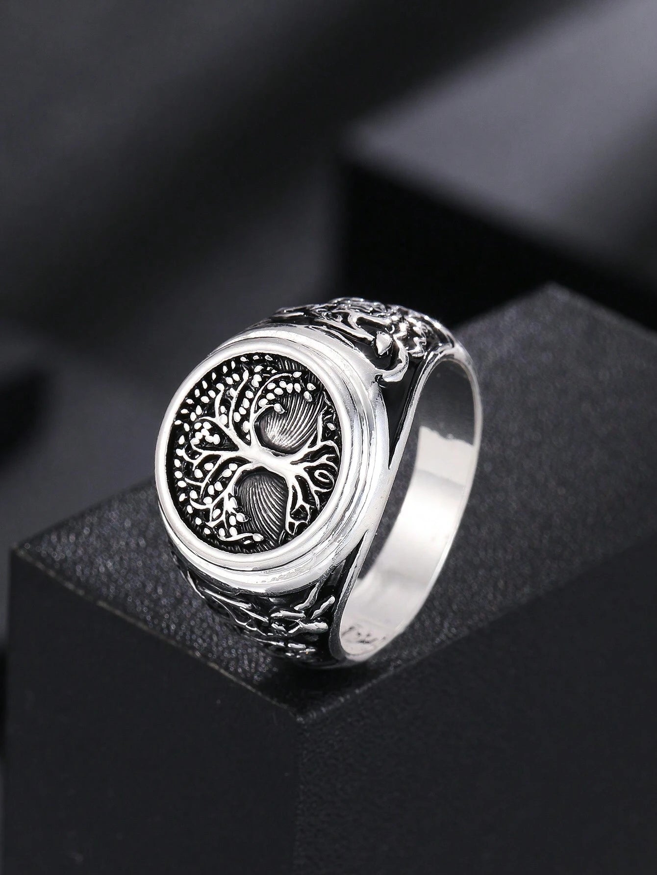 1Pc Punk Rock Tree of Life Design Ring, Fashion Jewelry Gift for Men