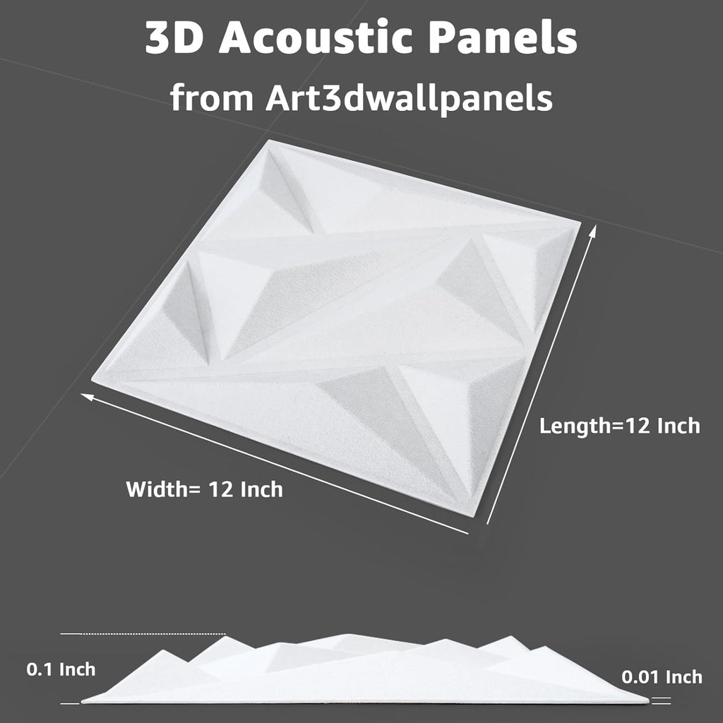 Acoustic Panels with Tape 20 Pack Soundproof Wall Panels Acoustic Foam Panels Sound Dampening Panels, 3D Wall Panels Sound Absorbing Panels, 12" X 12", White