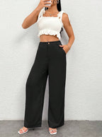 PETITE Ladies' Solid Color Simple Everyday Casual Trousers