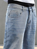 Manfinity EMRG Men'S Loose Fit Casual Denim Bermuda Shorts with Pockets, Summer Denim Shorts Jorts