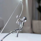 The Fisherman Balancing Sculpture for Angler Lovers Metal Fishing Statue Sculpture Handicraft Ornament for Home Desktop Decor