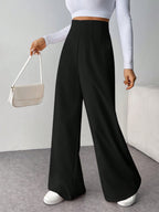 Firerie Women Minimalist Casual Fashion Back-To-School High Waist Textured Wide Leg Pants
