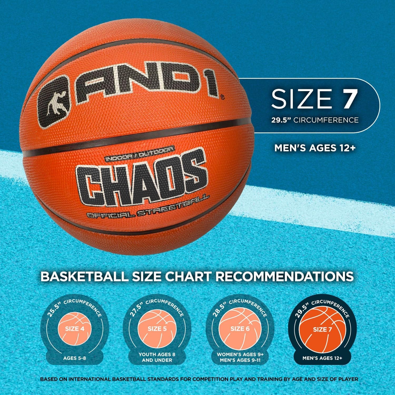 Chaos Rubber Basketball: Game Ready, Office Regulation Size (29.5”) Streetball, Made for Indoor/Outdoor Basketball Games- Graffiti Series