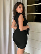 Firerie Solid Color Pleated Bodycon Sleeveless Dress,Summer Dresses for Women