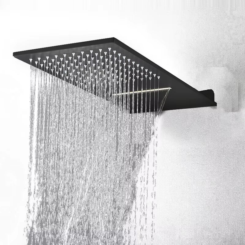 Matte Black Stainless Steel Shower Head Rainfall Shower Head with Waterfall Shower Wall Mounted