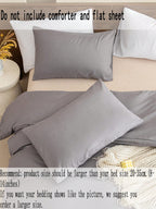 Grey Duvet Cover Set Boho Farmhouse Bedding Set 3 Pcs Solid Colour Super Soft Breathable Microfiber Duvet Cover Set (1 Duvet Cover + 2 Pillow Shams, No Filling) Gifts for Women&Men