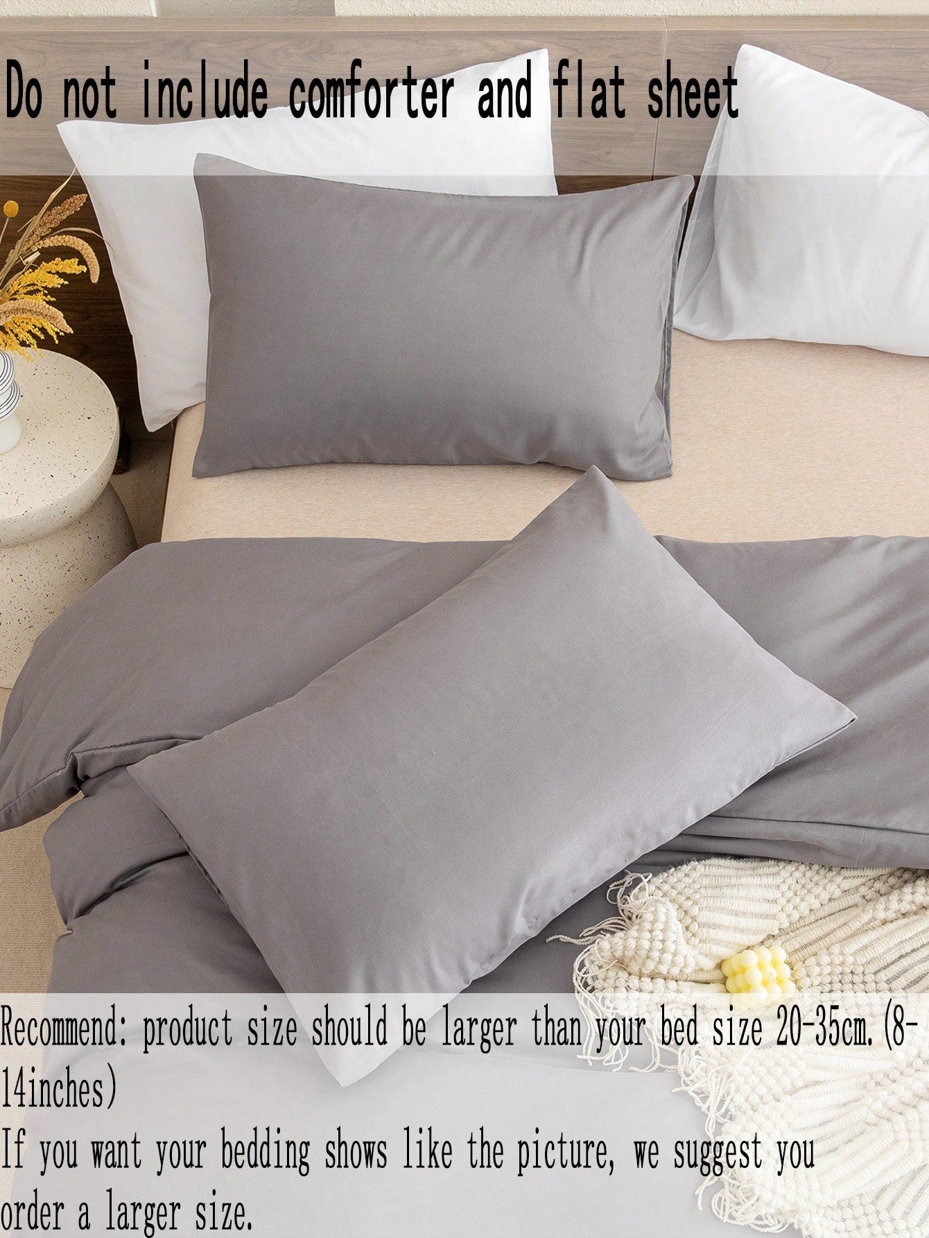 Grey Duvet Cover Set Boho Farmhouse Bedding Set 3 Pcs Solid Colour Super Soft Breathable Microfiber Duvet Cover Set (1 Duvet Cover + 2 Pillow Shams, No Filling) Gifts for Women&Men