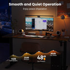 48X24 Inches Height Adjustable Electric Standing Desk with 2 Hooks for Home Office, Ergonomic Sit Stand up Desk with Splice Board, Rustic Brown