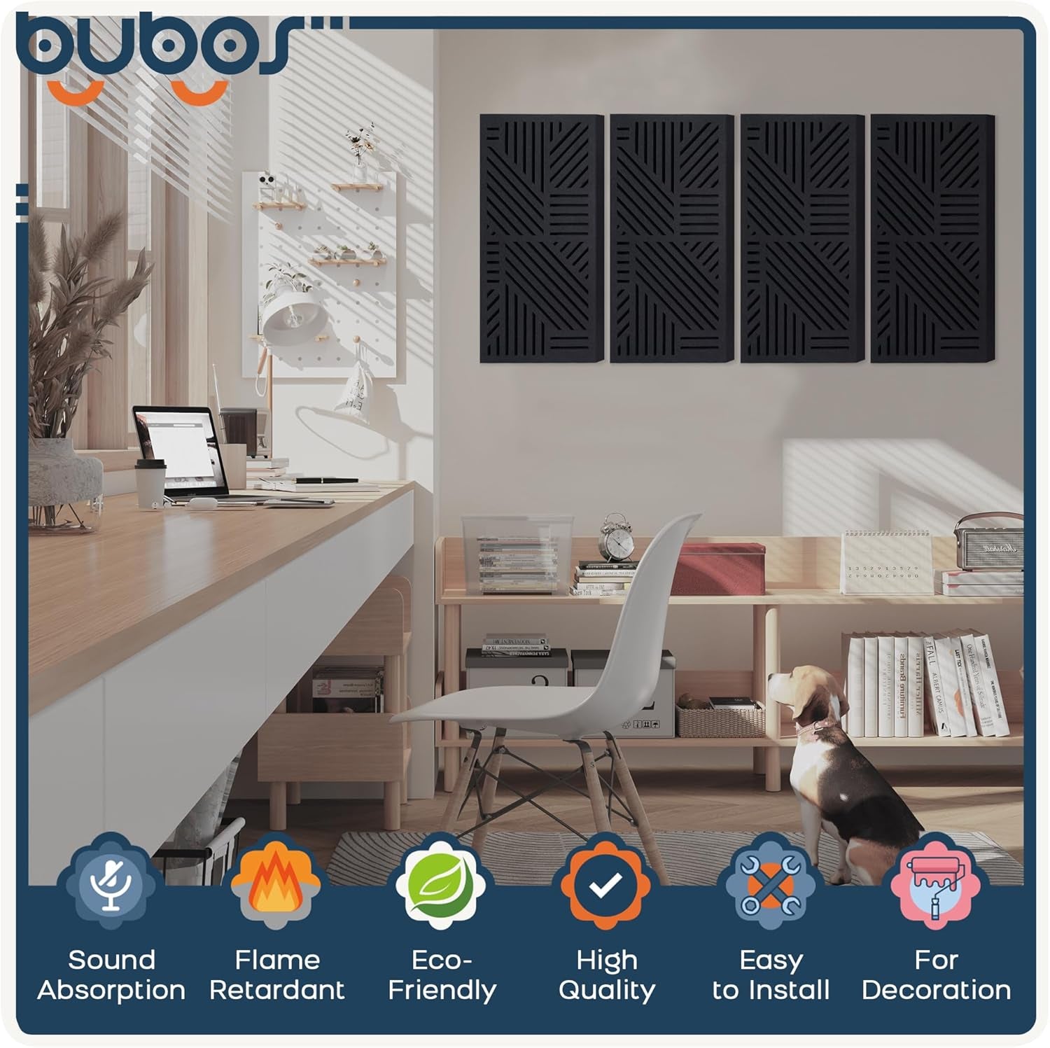 4 PACK Thickened Acoustic Panels, 23.6''X11.8'' Self-Adhesive Sound Absorbing Cavity Acoustic Wall Panels for Theater Studio Room Recording Room Gaming Room Meeting Rooms,Vortexcore Black