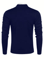 Men'S Solid Color Long Sleeve Casual Versatile Zip-Up Stand Collar Sweater, for Fall Winter
