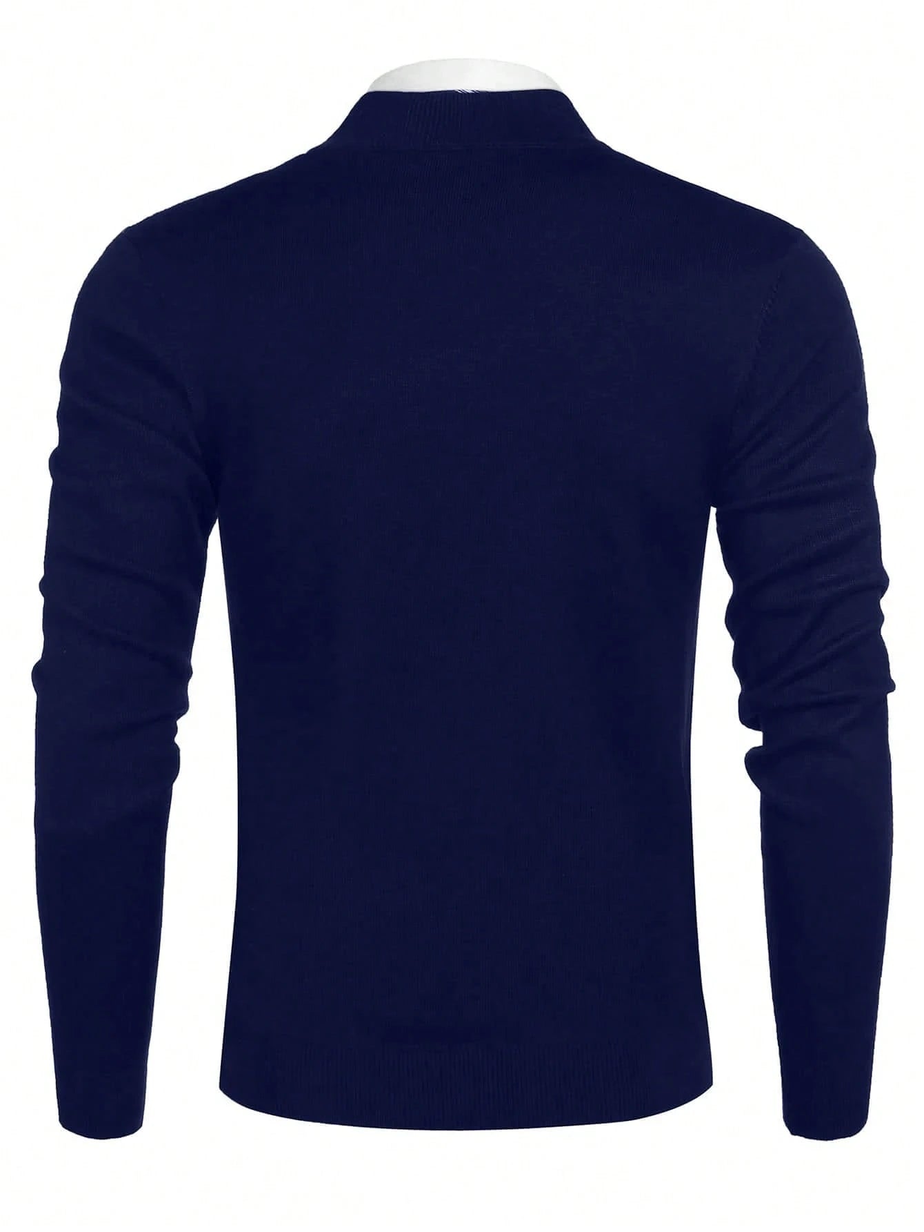 Men'S Solid Color Long Sleeve Casual Versatile Zip-Up Stand Collar Sweater, for Fall Winter