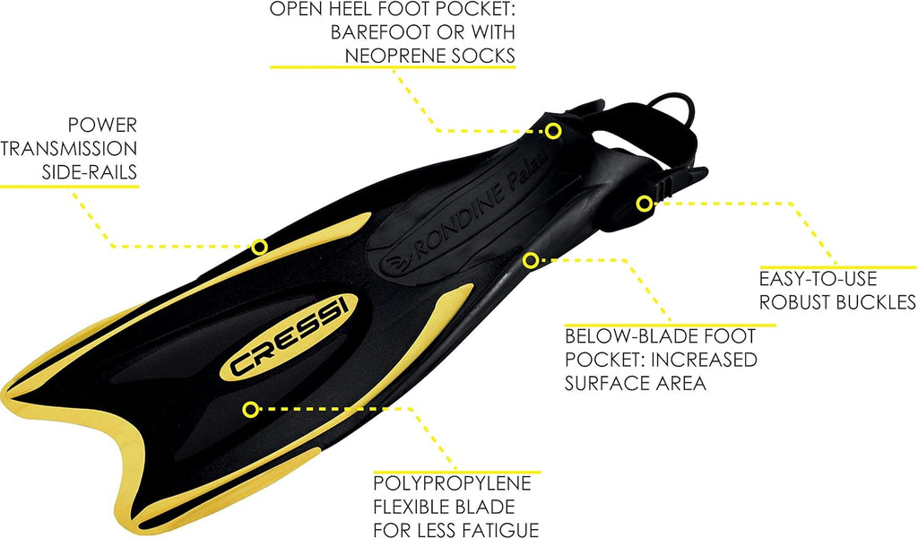 Adult Light Weight Premium Travel Snorkel Set - Mask & Fins Made in Italy - Palau Set: by , Quality since 1946