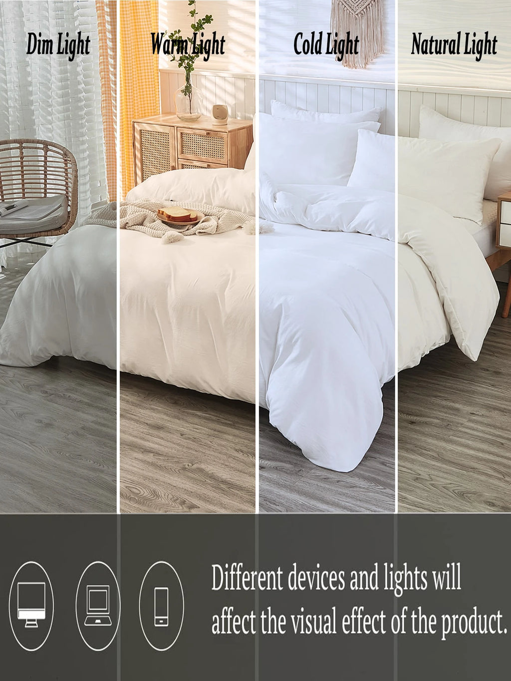 3Pcs Plain White Duvet Cover Set, Boho Farmhouse Bedding Decor, Soft Microfiber Comforter Cover for Boys & Girls (1 Duvet Cover + 2 Pillowcases No Insert), School Dorm Essentials, Cozy Aesthetic