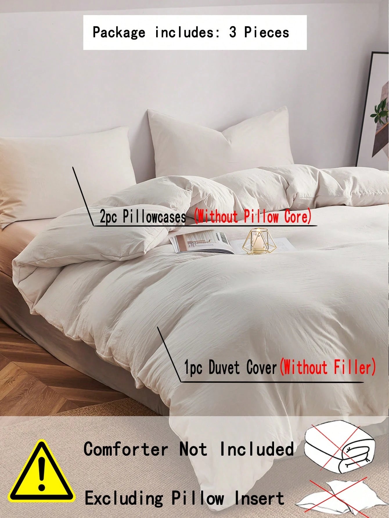 Plain Beige Duvet Cover Set Boho Farmhouse Bedding Set 3 Pieces Decor Beige Comforter Cover Soft Microfiber Duvet Cover for Boys Girls 1 Duvet Cover 2 Pillowcases No Comforter School Bedding