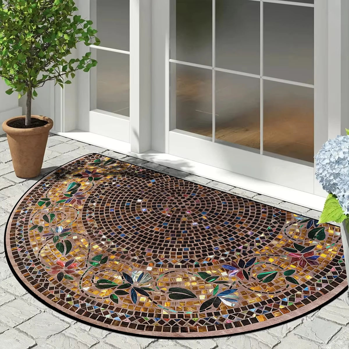 VIKAMA Summer American-Style Retro Anti-Slip Entrance Door Mat, Wear-Resistant Entrance Hall Absorbent Carpet, Home Decoration