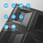 Drop Ceiling Tiles 24X24, 12 Sheets PVC Decorative Glue up Ceilng Panels 2X2, Black