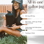 2.2L Half Gallon Water Bottle with Storage Sleeve and Covered Straw Lid – BPA Free Large Reusable Drink Container with Handle - Big Sports Jug, 2.2 Liter (74 Ounce)