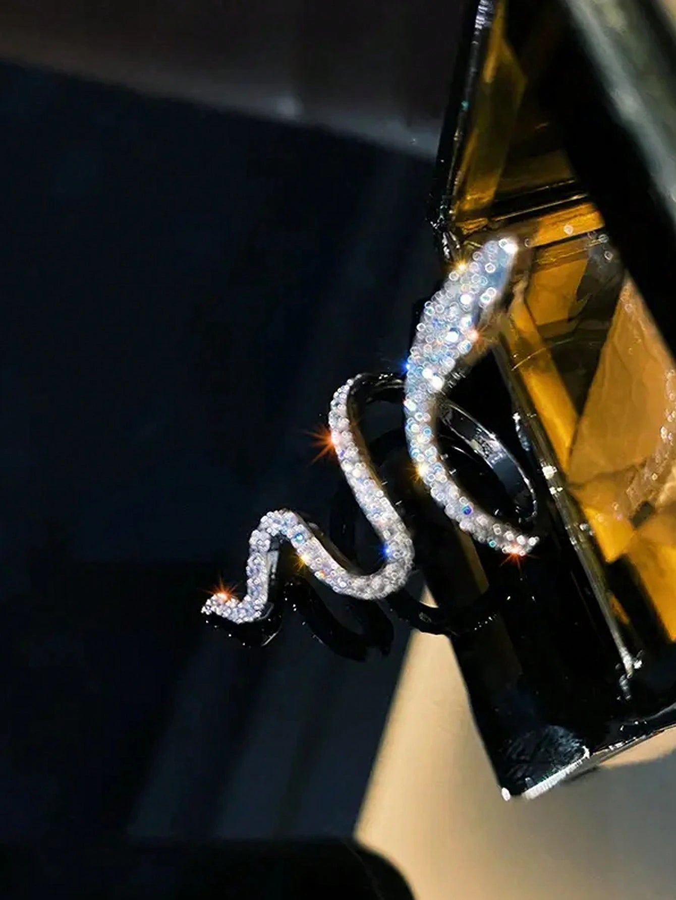 Gothic Shining Snake Ring Inlaid Adjustable Cuff Ring Unique Jewelry for Men and Women Special Party Decor