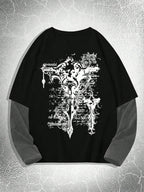 Manfinity Dauomo Men Colorblock round Neck Long Sleeve Graphic Print Casual T-Shirt, Fall